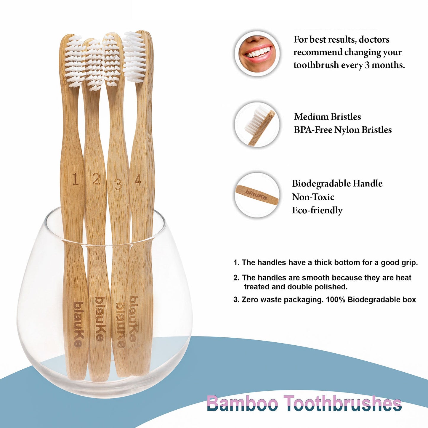 Bamboo Toothbrush Set 4-Pack