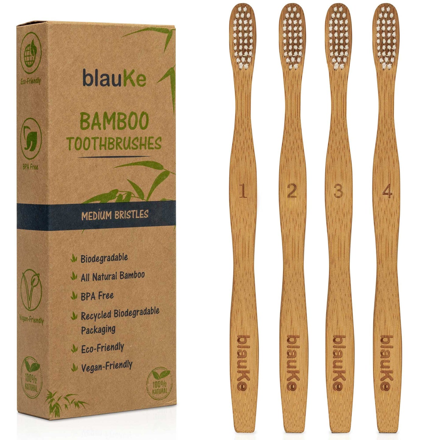 Bamboo Toothbrush Set 4-Pack