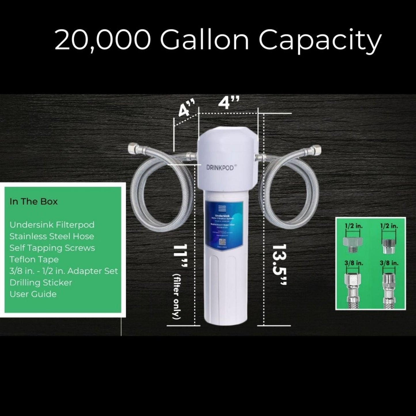 Under Sink Water Filtration System 20,000 Gallons High Capacity Flow