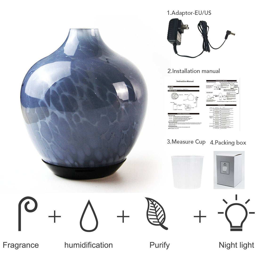 Cool Mist Ultrasonic Glass Aroma Diffuser