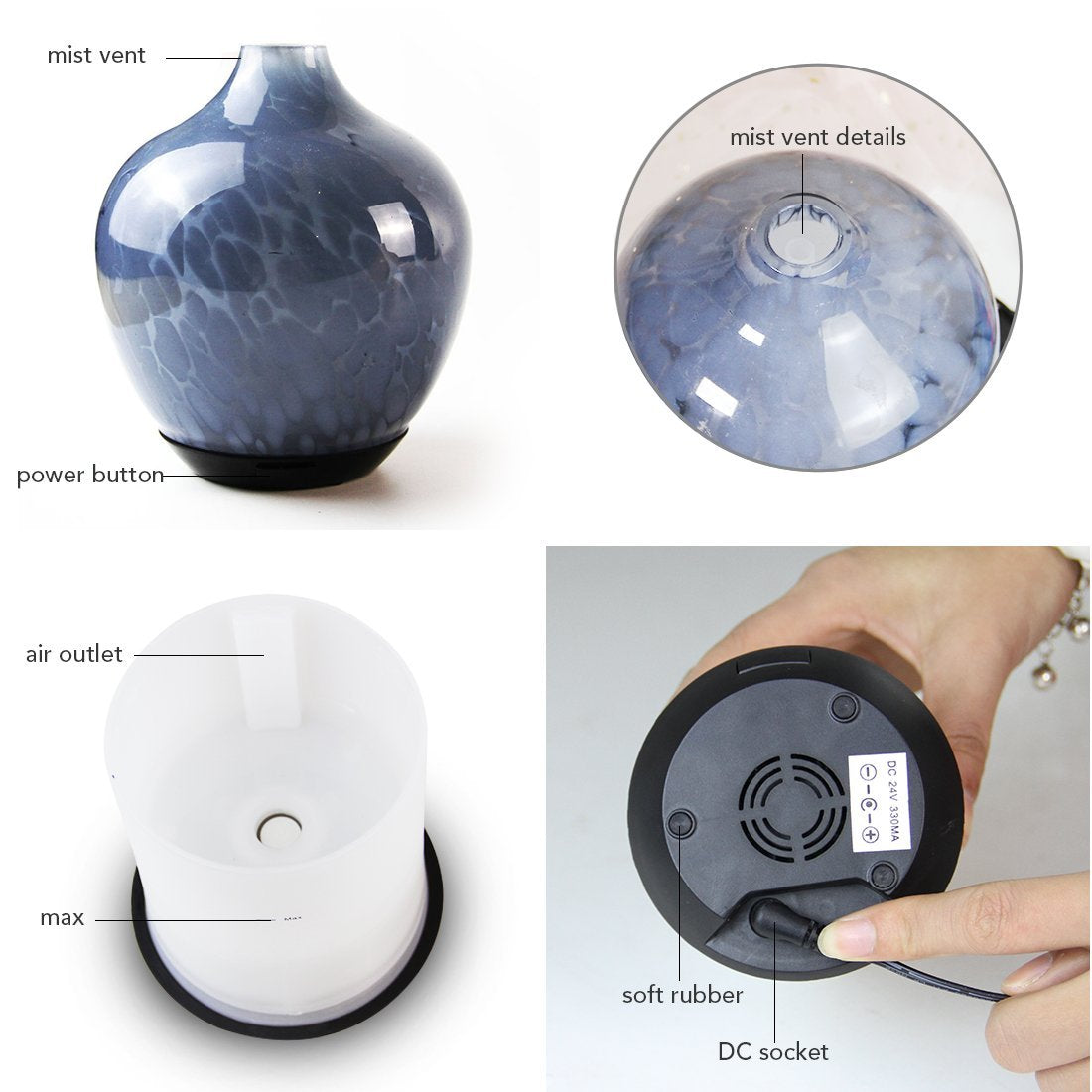 Cool Mist Ultrasonic Glass Aroma Diffuser