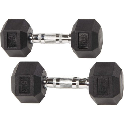 BalanceFrom Rubber Encased Hex Dumbbell Single DB15S