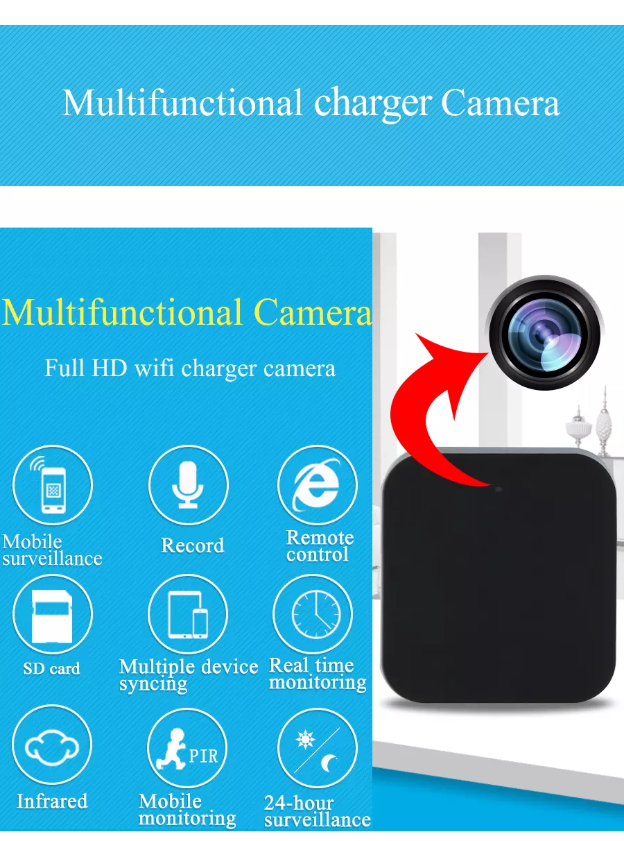 Night Vision 1080P Wifi Wall Charger Hidden Camera