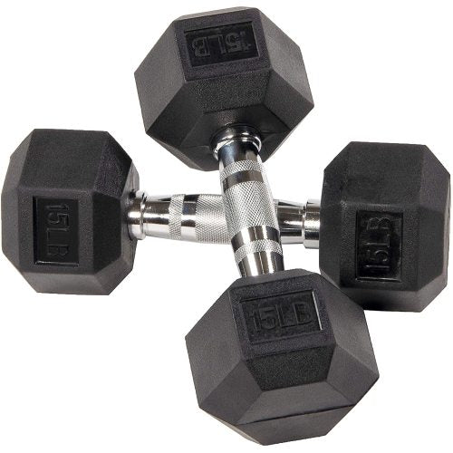 BalanceFrom Rubber Encased Hex Dumbbell Single DB15S