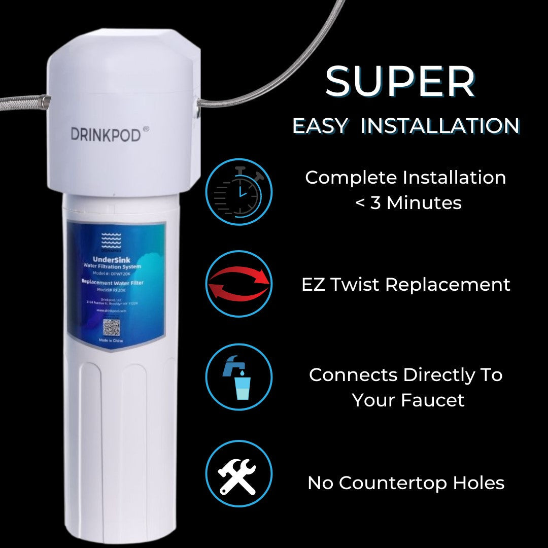 Under Sink Water Filtration System 20,000 Gallons High Capacity Flow